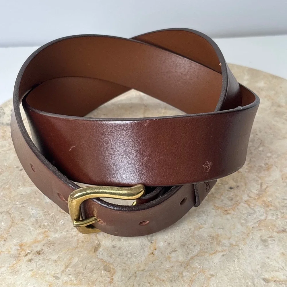 Carhartt Men's Dark Brown Leather Belt Brass Buckle Leather Argentina Sz 36